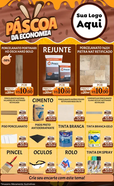 Modelo de Encarte para Encarte Grande com o tema Páscoa da Economia para Pisos e revestimentos