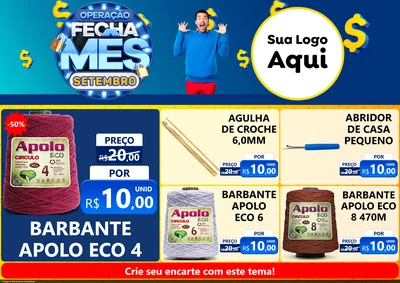 Modelo de Encarte para Encarte A4 Horizontal com o tema Operação Fecha Mês Setembro para Armarinho e Aviamentos