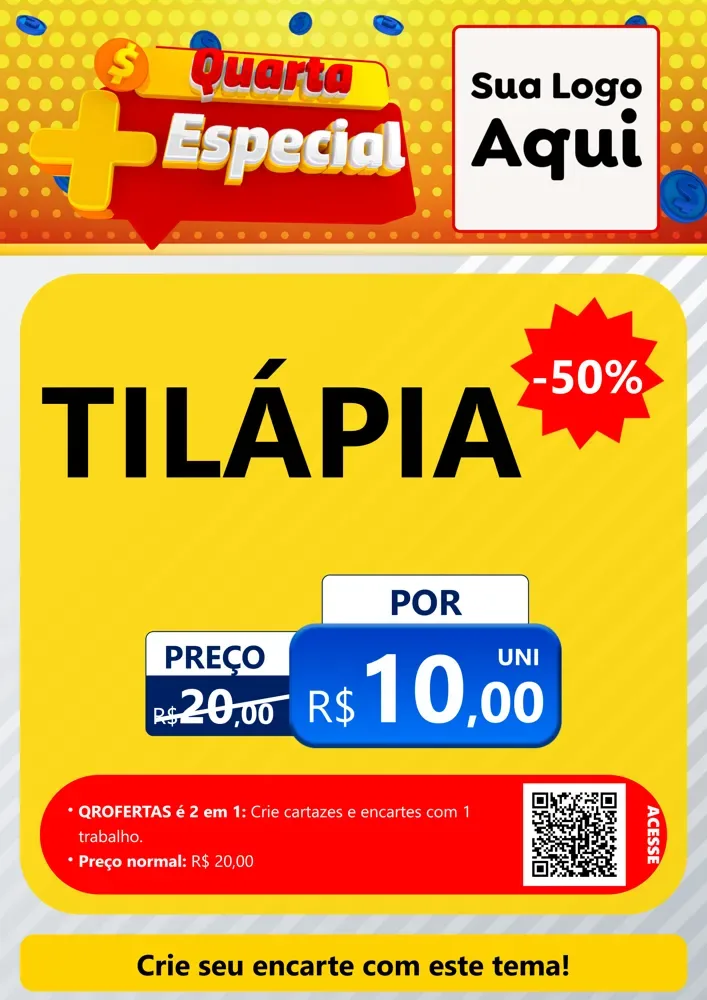 Modelo de Cartaz para Cartaz A4 Vertical com o tema Quarta Mais Especial para Peixaria