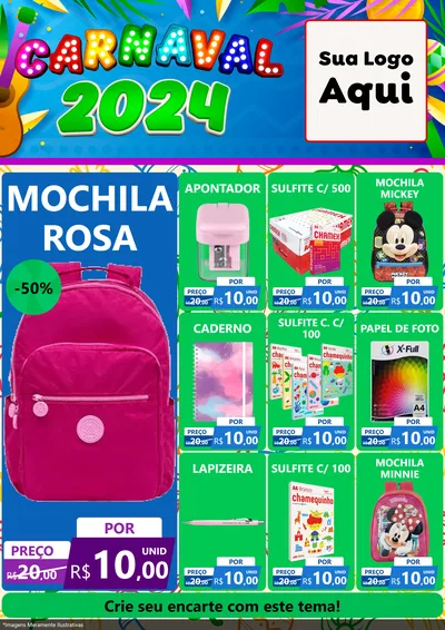Modelo de Encarte para Encarte A4 Vertical com o tema Carnaval 2027 para Papelaria