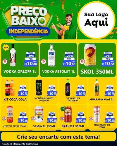 Modelo de Rede Social para Feed Instagram com o tema Preço Baixo de Independência para Distribuidora de bebidas