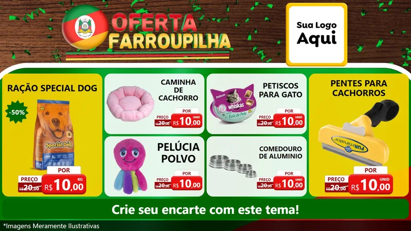 Modelo de TV para TV Horizontal com o tema Oferta Farroupilha para Pet Shop