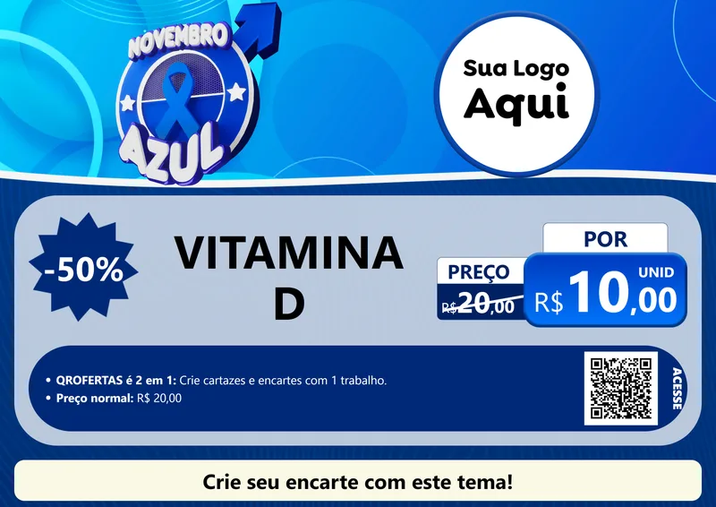 Modelo de Cartaz para Cartaz A4 Horizontal com o tema Novembro Azul para Farmácia