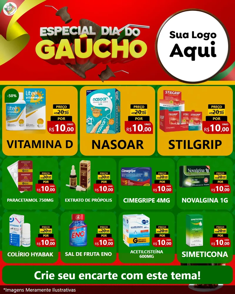 Modelo de Rede Social para Feed Instagram com o tema Especial Dia do Gaúcho para Farmácia