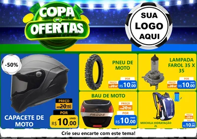Modelo de Encarte para Encarte A4 Horizontal com o tema Copa de Ofertas para Moto peças