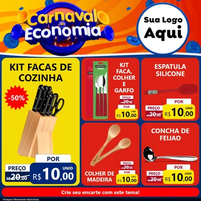 Modelo de Rede Social para Feed Facebook com o tema Carnaval da Economia para Utilidades Domésticas