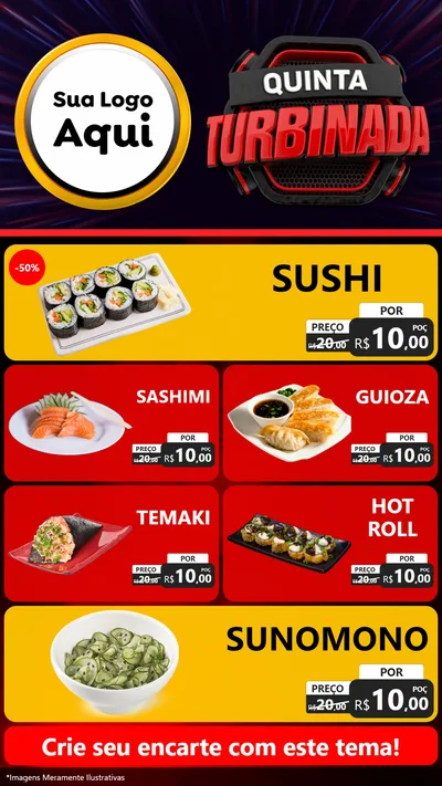 Modelo de TV para TV Vertical com o tema Quinta Turbinada para Comida japonesa