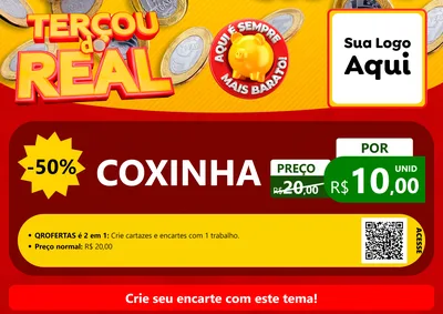 Modelo de Cartaz para Cartaz A4 Horizontal com o tema Terçou do Real para Salgadaria