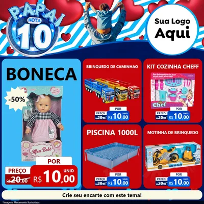 Modelo de Rede Social para Feed Facebook com o tema Papai Nota 10 para Brinquedos