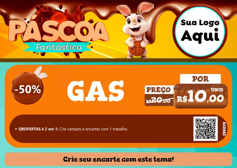 Modelo de Cartaz para Cartaz A4 Horizontal com o tema Páscoa Fantástica para Água e gás