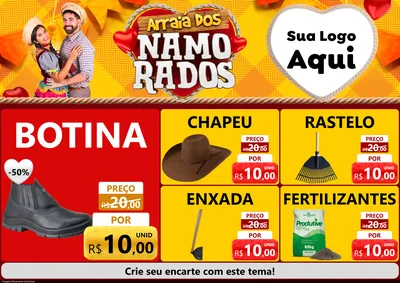 Modelo de Encarte para Encarte A4 Horizontal com o tema Arraiá dos Namorados para Agropecuária