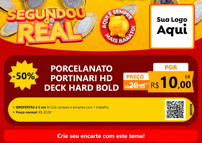 Modelo de Cartaz para Cartaz A4 Horizontal com o tema Segundou do Real para Pisos e revestimentos
