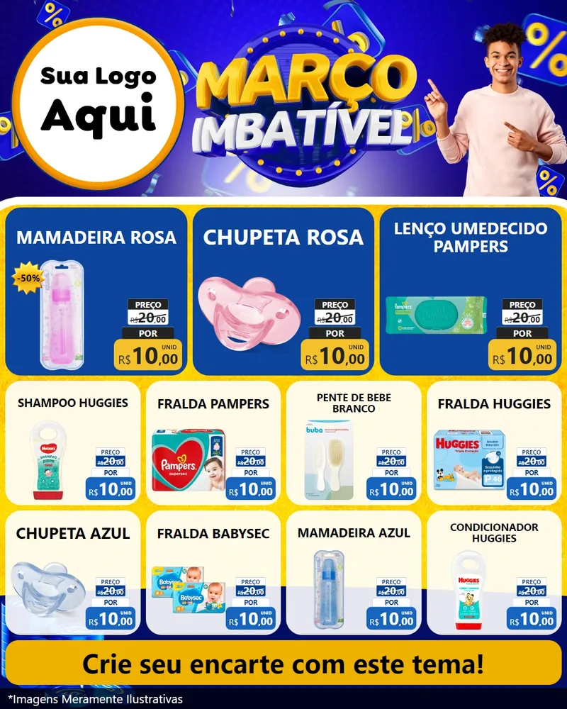Modelo de Rede Social para Feed Instagram com o tema Março Imbatível para Bebês