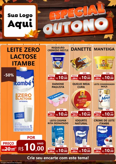 Modelo de Encarte para Encarte A4 Vertical com o tema Especial Outono para Frios e Laticínios