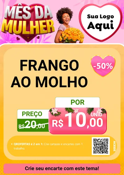Modelo de Cartaz para Cartaz A4 Vertical com o tema Mês da Mulher para Restaurante