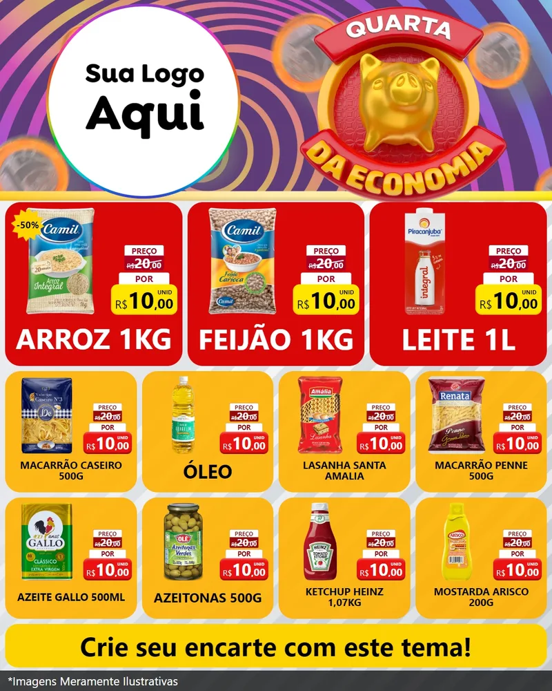 Modelo de Rede Social para Feed Instagram com o tema Quarta da Economia para Supermercado