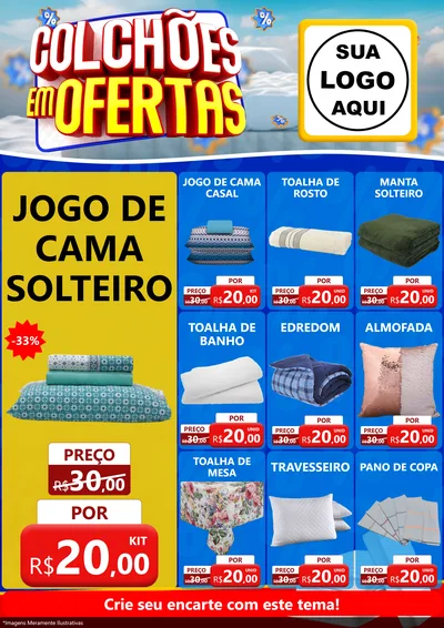 Modelo de Encarte para Encarte A4 Vertical com o tema Colchões Em Ofertas para Cama, Mesa e Banho