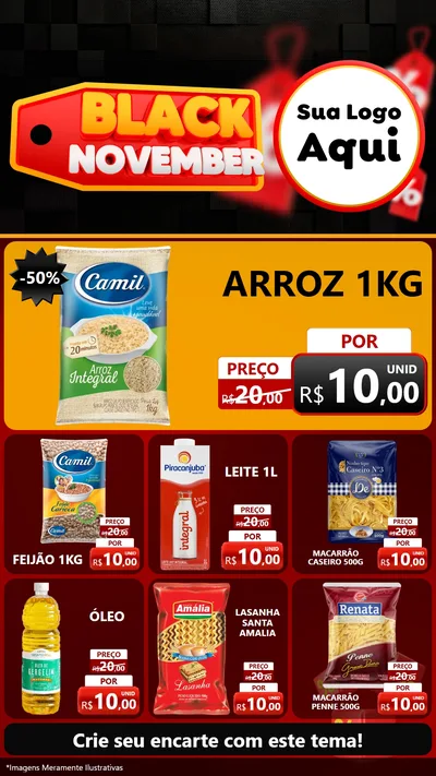 Modelo de Rede Social para Stories com o tema Black November para Supermercado