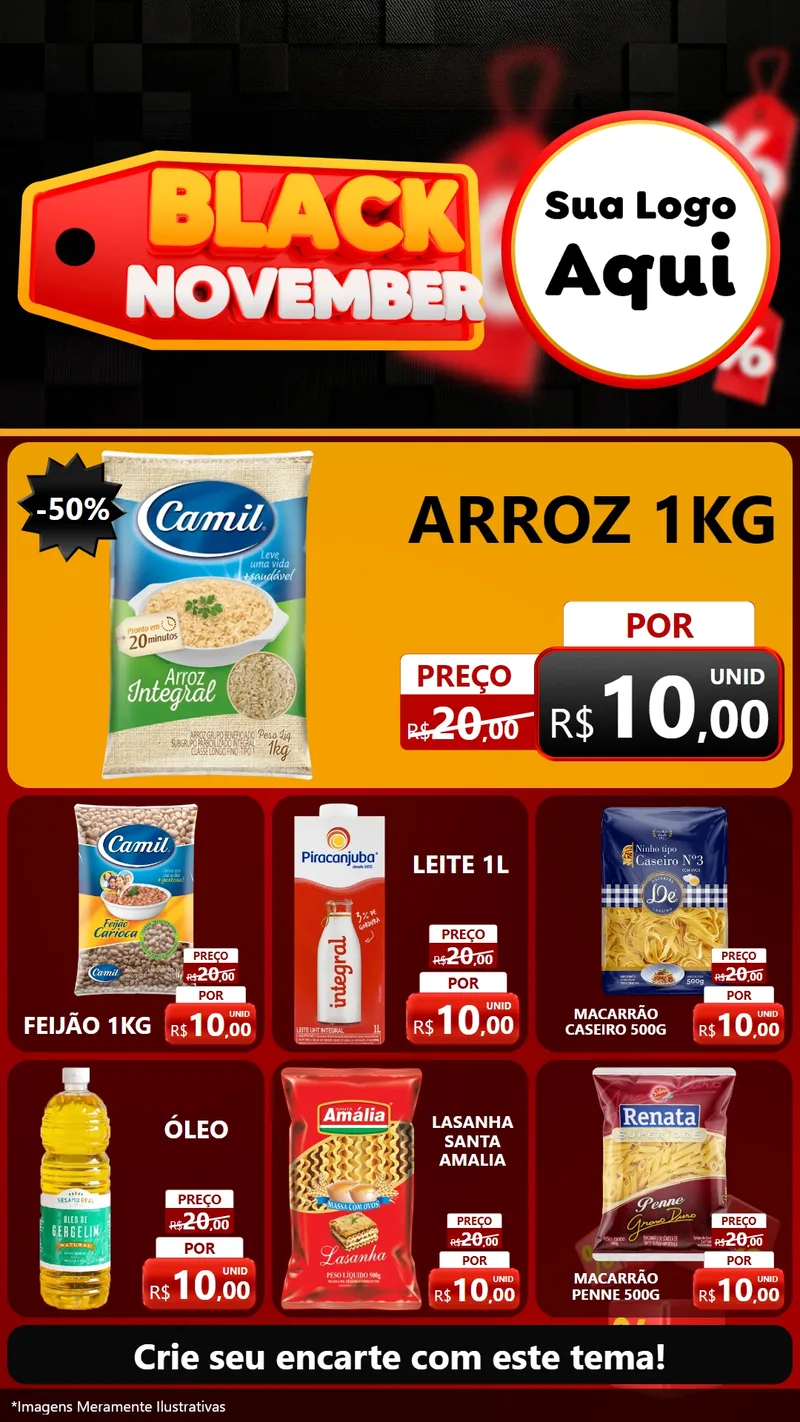 Modelo de Rede Social para Stories com o tema Black November para Supermercado