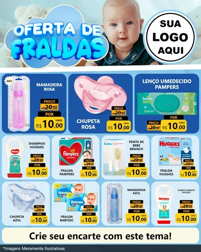 Modelo de Rede Social para Feed Instagram com o tema Oferta de Fraldas para Bebês