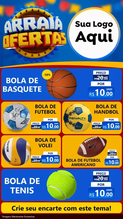 Modelo de TV para TV Vertical com o tema Arraiá de Ofertas - Junina para Artigos Esportivos