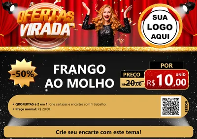 Modelo de Cartaz para Cartaz A4 Horizontal com o tema Ofertas da Virada para Restaurante