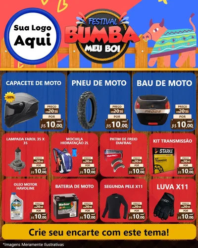 Modelo de Rede Social para Feed Instagram com o tema Festival Bumba Meu Boi para Moto peças