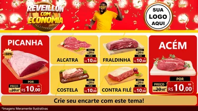 Modelo de TV para TV Horizontal com o tema Réveillon com Economia para Açougue