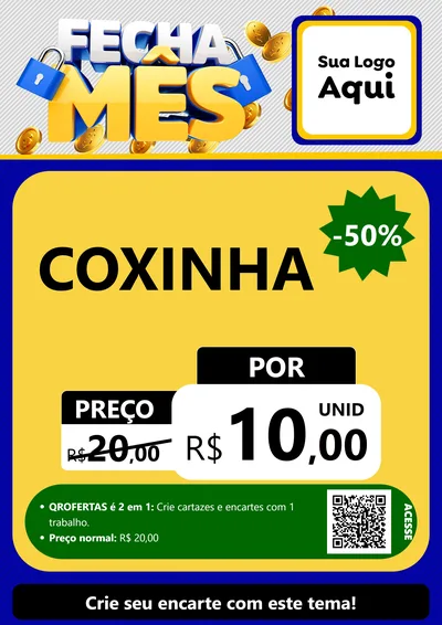 Modelo de Cartaz para Cartaz A4 Vertical com o tema Fecha Mês para Salgadaria