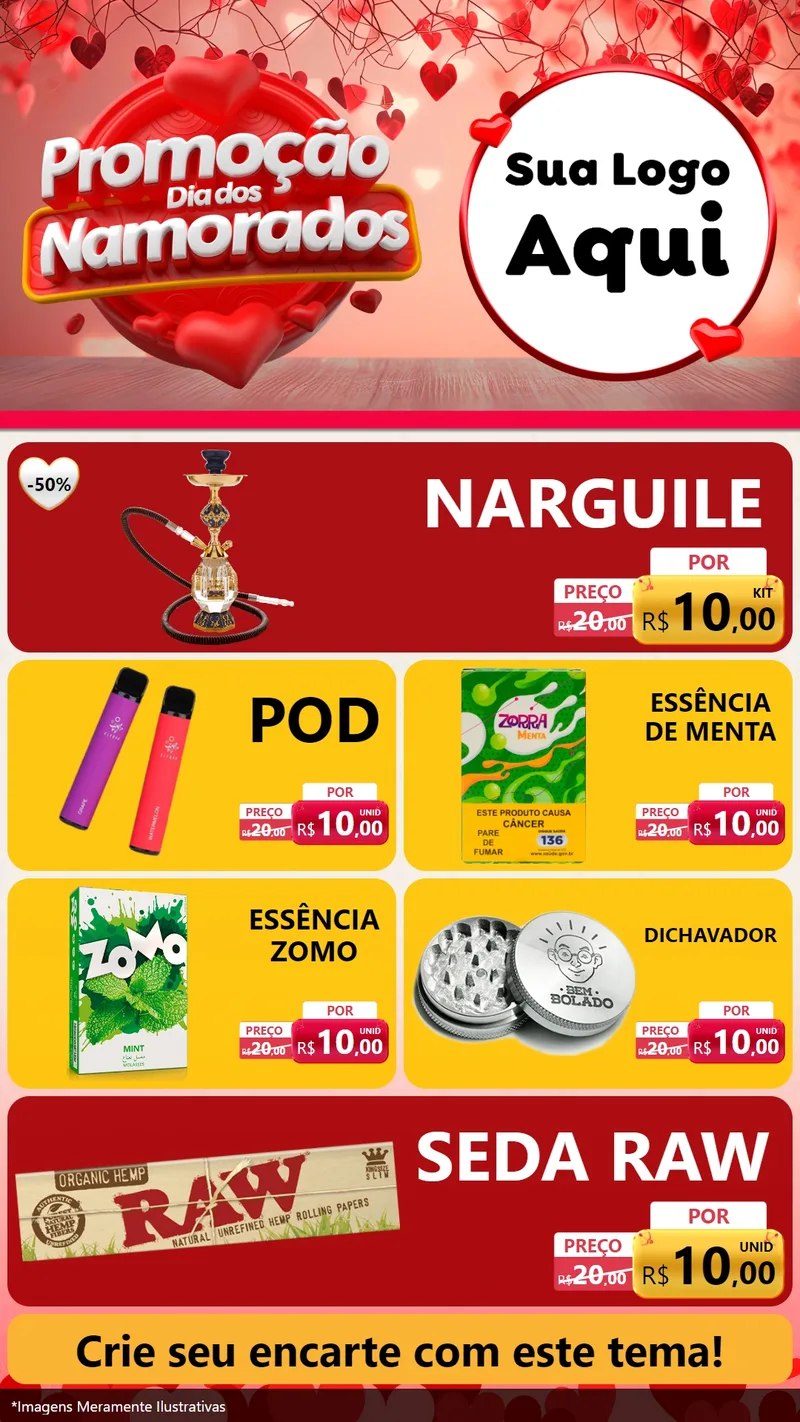 Modelo de TV para TV Vertical com o tema Promoção Dia dos Namorados para Tabacaria