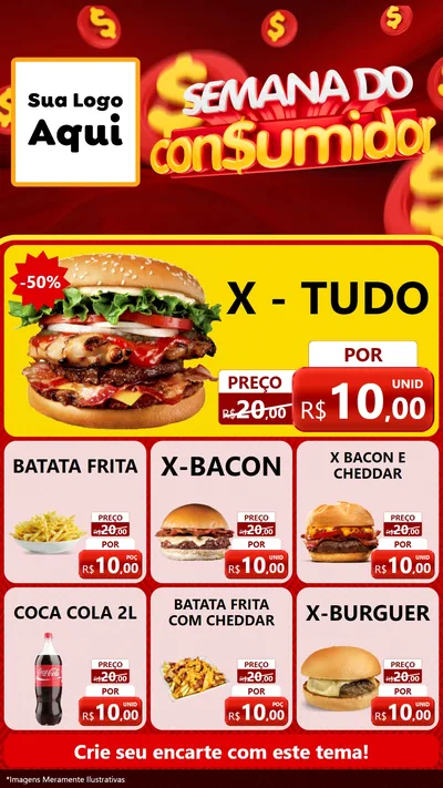 Modelo de Rede Social para Stories com o tema Semana do Consumidor para Hamburgueria