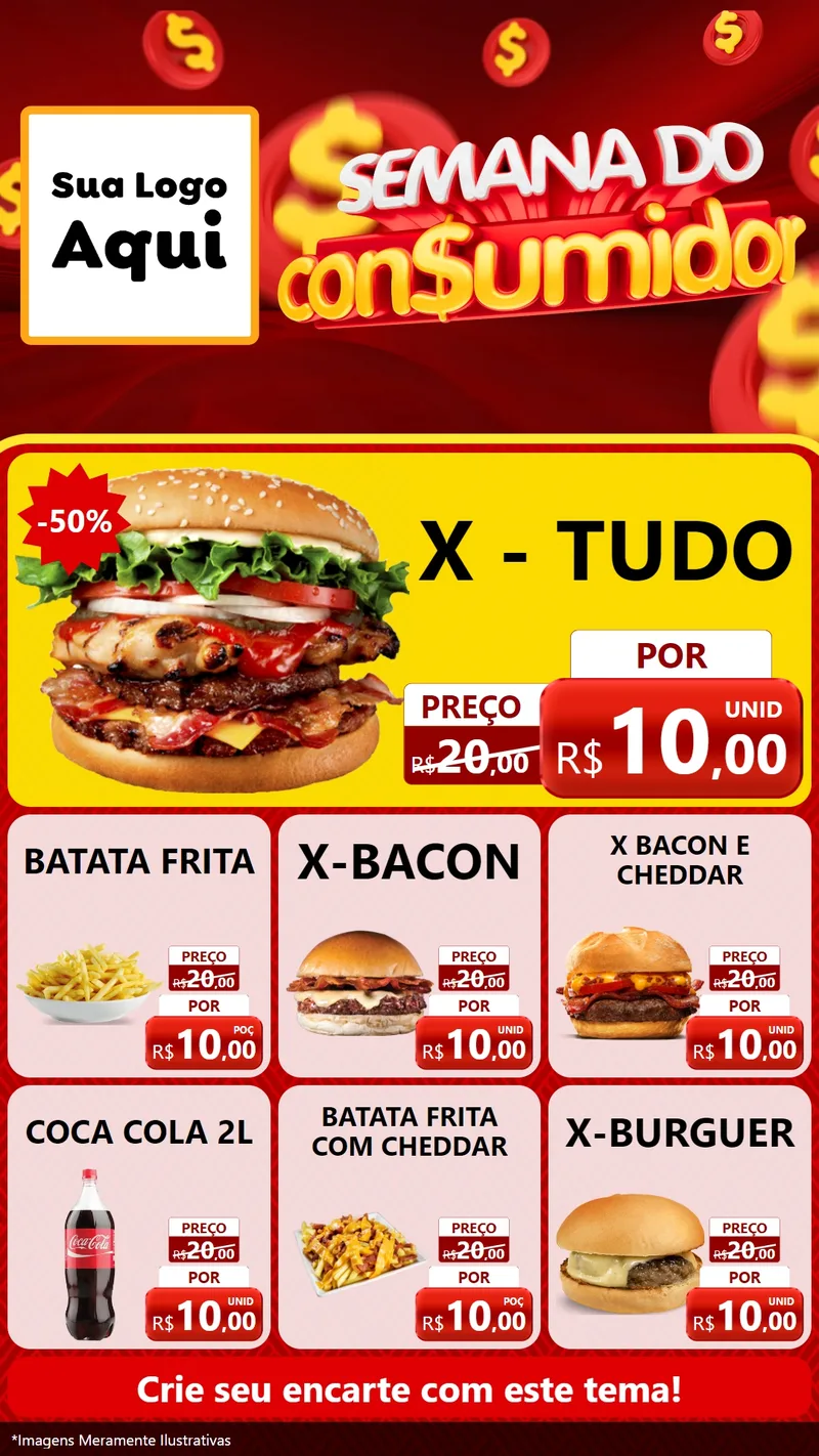 Modelo de Rede Social para Stories com o tema Semana do Consumidor para Hamburgueria