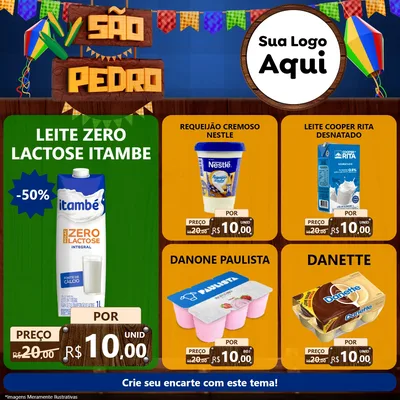 Modelo de Rede Social para Feed Facebook com o tema São Pedro para Frios e Laticínios