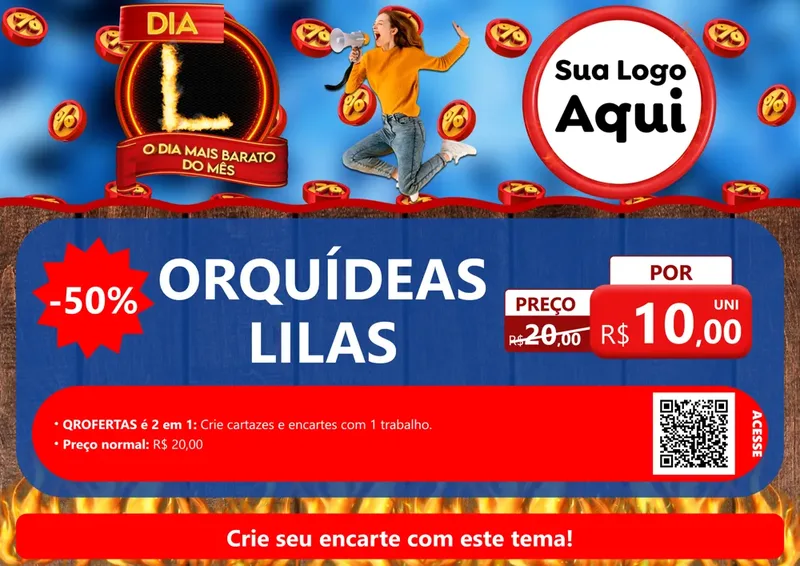 Modelo de Cartaz para Cartaz A4 Horizontal com o tema Dia L - O Dia Mais Barato Do Mês para Floricultura e jardim