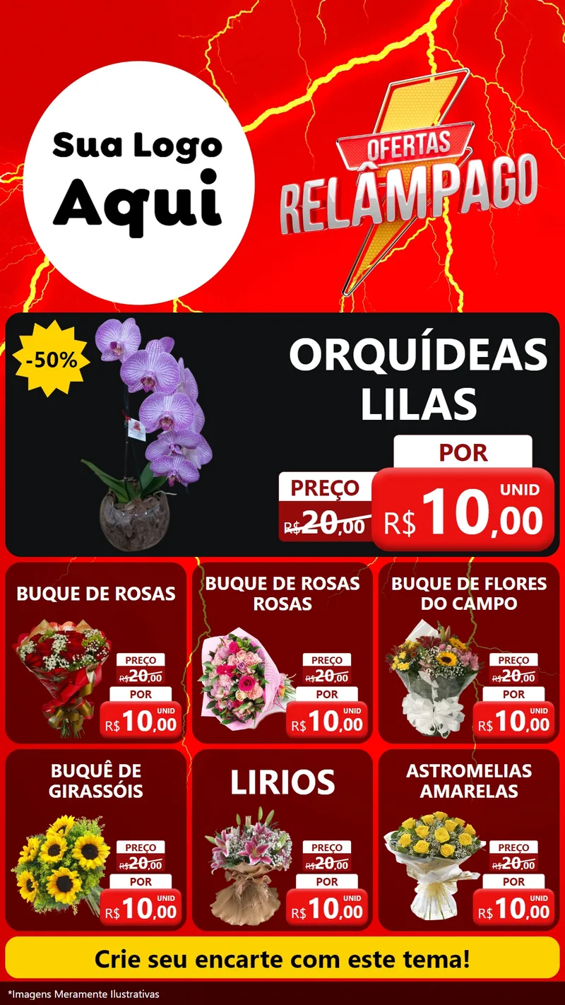 Modelo de Rede Social para Stories com o tema Ofertas Relâmpago para Floricultura e jardim