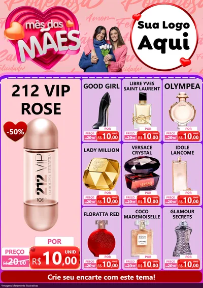 Modelo de Encarte para Encarte A4 Vertical com o tema Mês Das Mães para Perfumes
