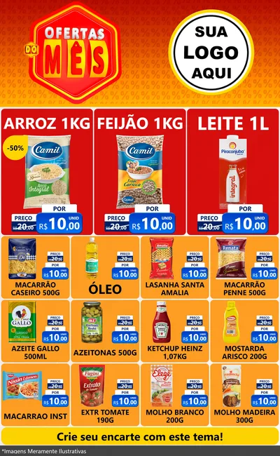 Modelo de Encarte para Encarte Grande com o tema Ofertas do Mês para Supermercado