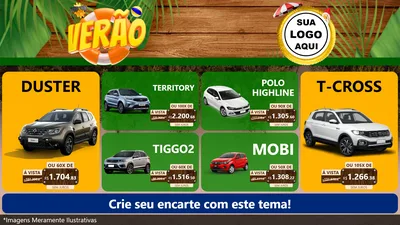 Modelo de TV para TV Horizontal com o tema Verão para Concessionaria de Carros
