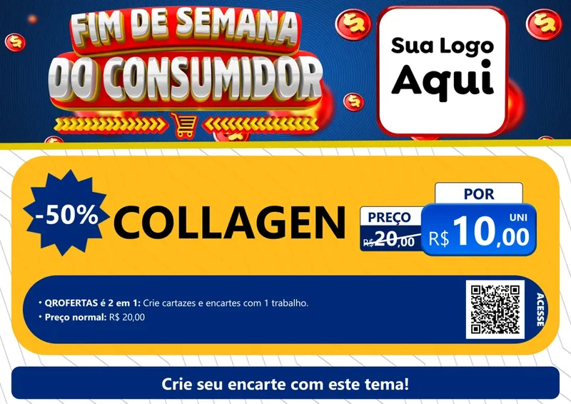 Modelo de Cartaz para Cartaz A4 Horizontal com o tema Fim de Semana do Consumidor para Suplementos alimentares