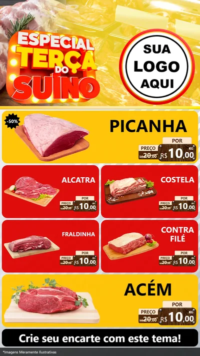 Modelo de TV para TV Vertical com o tema Especial Terça do Suíno para Açougue