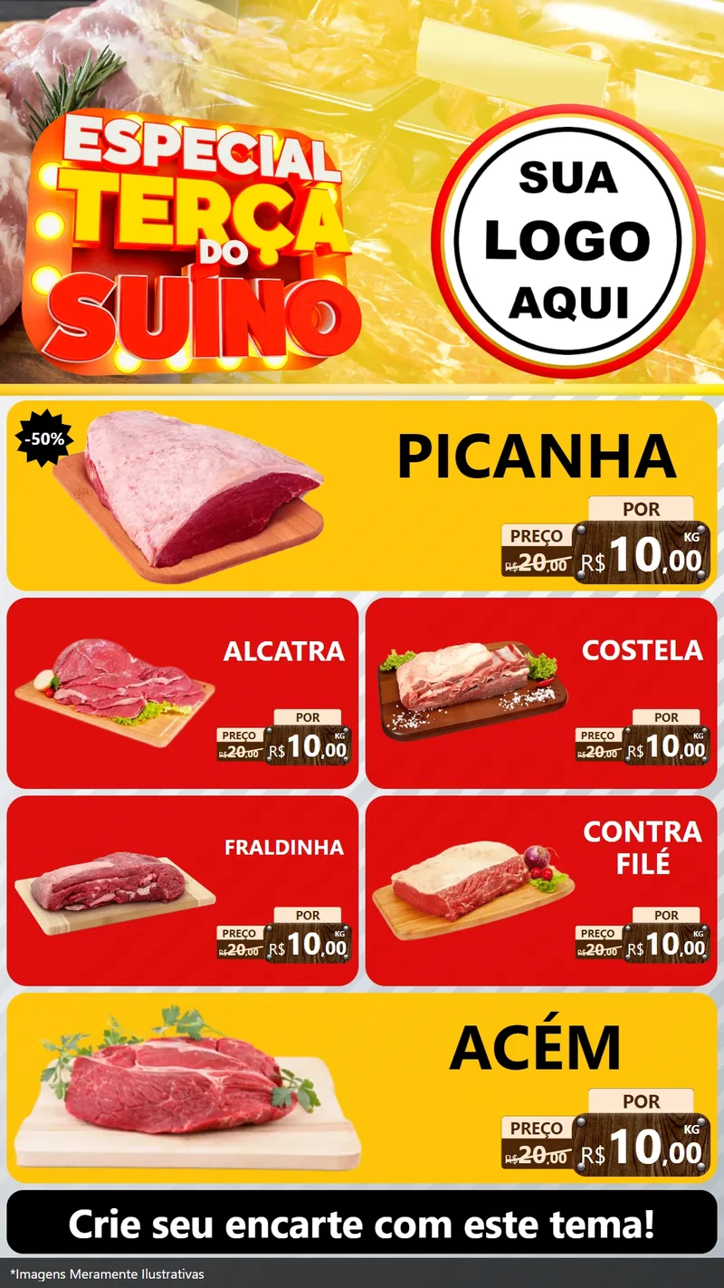 Modelo de TV para TV Vertical com o tema Especial Terça do Suíno para Açougue