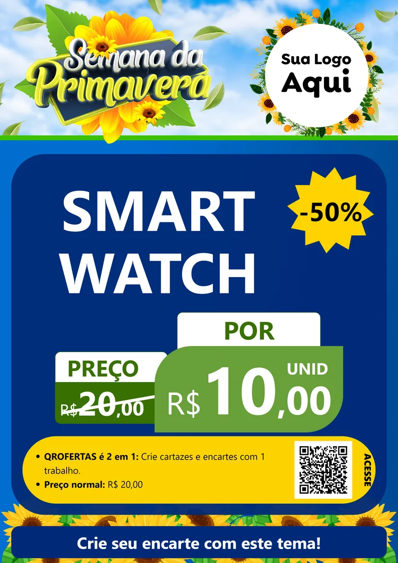 Modelo de Cartaz para Cartaz A4 Vertical com o tema Semana da Primavera para Informática