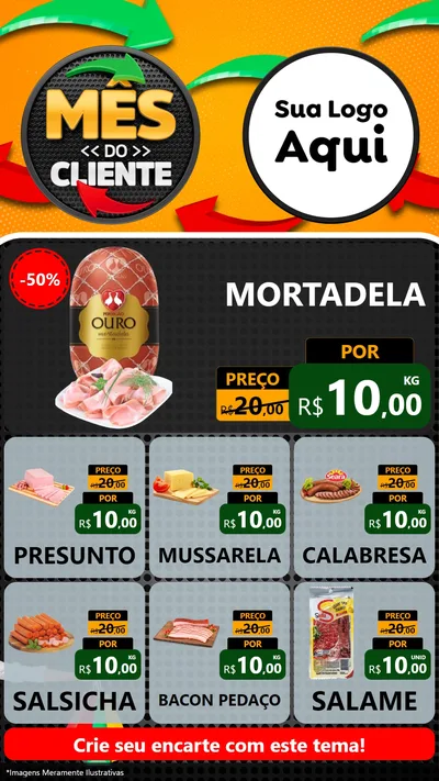 Modelo de Rede Social para Stories com o tema Mês do Cliente para Frios e Laticínios