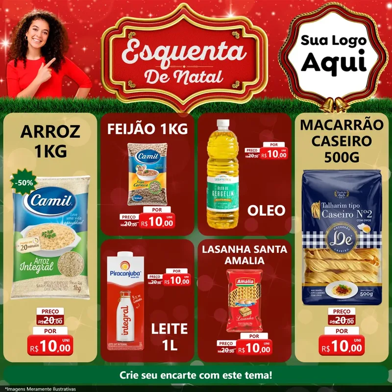 Modelo de Rede Social para Feed Facebook com o tema Esquenta de Natal para Supermercado