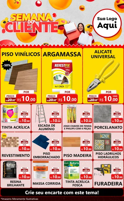 Modelo de Encarte para Encarte Grande com o tema Semana do Cliente para Material para Construção