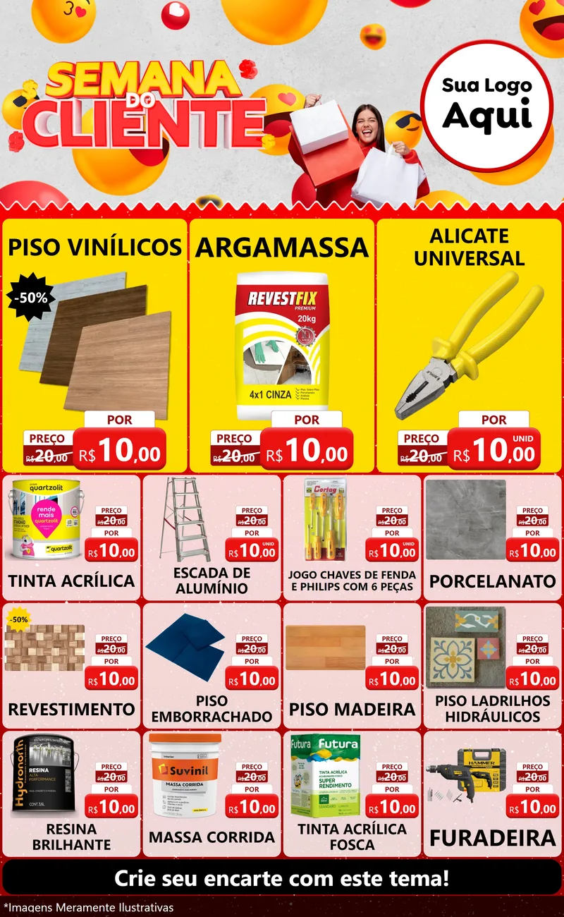 Modelo de Encarte para Encarte Grande com o tema Semana do Cliente para Material para Construção