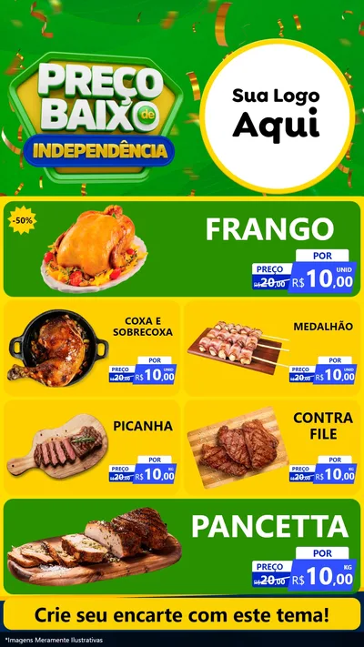 Modelo de TV para TV Vertical com o tema Preço Baixo de Independência para Assados