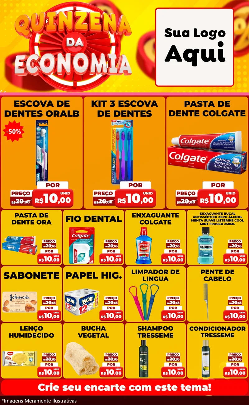 Modelo de Encarte para Encarte Grande com o tema Quinzena Da Economia para Higiene Pessoal