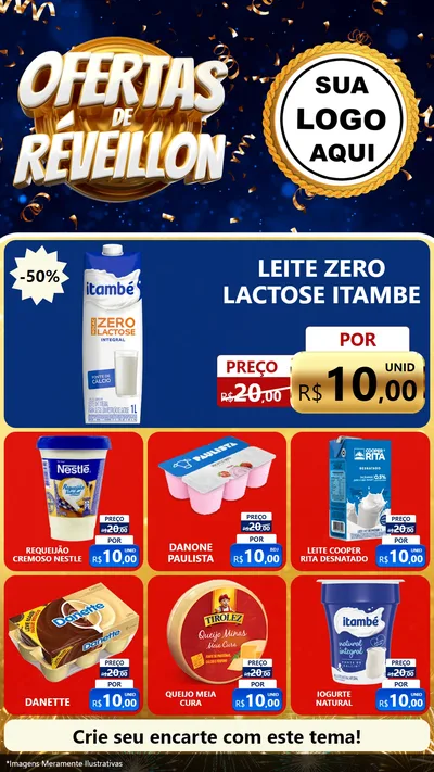 Modelo de Rede Social para Stories com o tema Ofertas de Réveillon para Frios e Laticínios