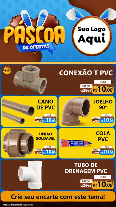 Modelo de TV para TV Vertical com o tema Páscoa de Ofertas para Tubos e conexões